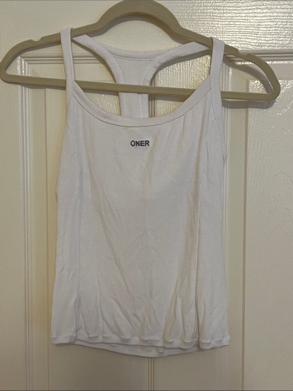 Oner Active White Ribbed Tank Top with Racerback